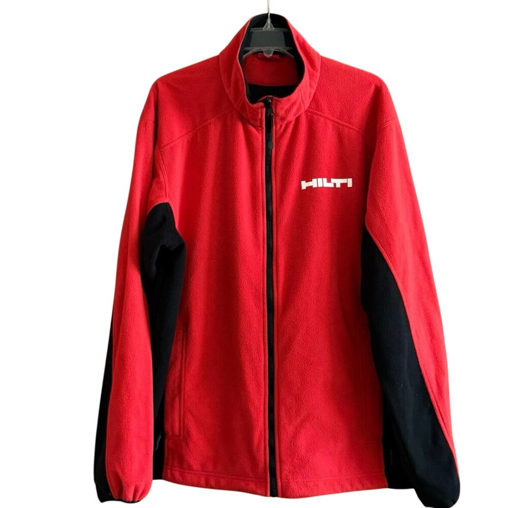Hilti fleece zip front jacket red white black men’s 2XLT 2X tall windbreaker